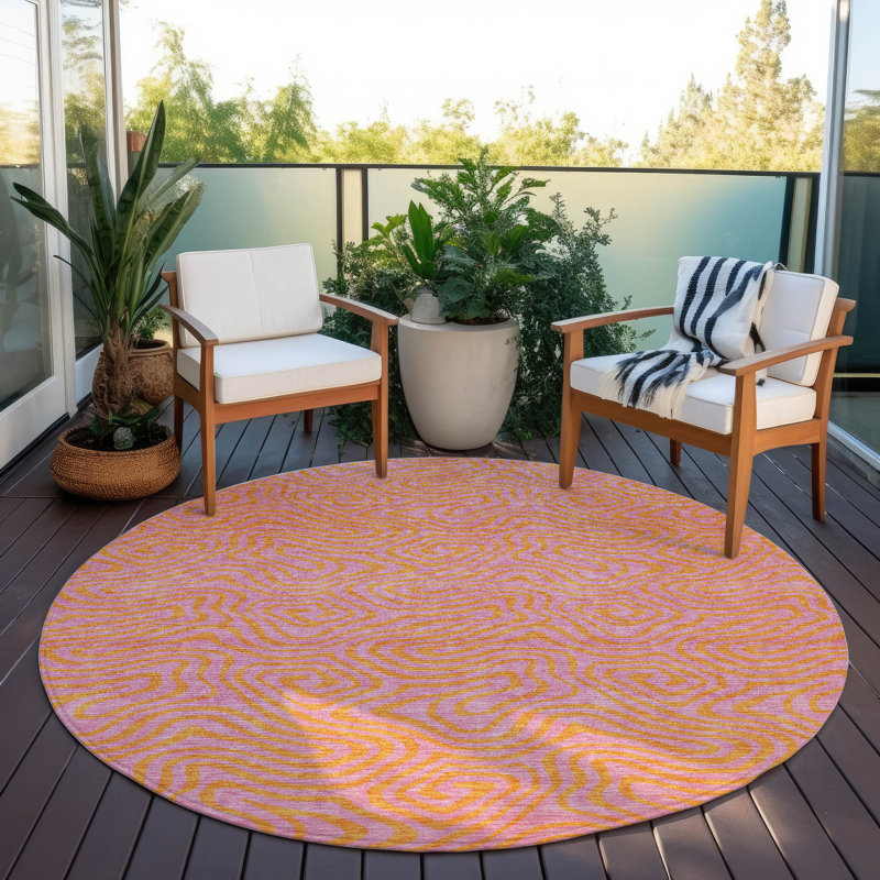 Tapis intérieur / extérieur rose Zena , 3 pi x 5 pi