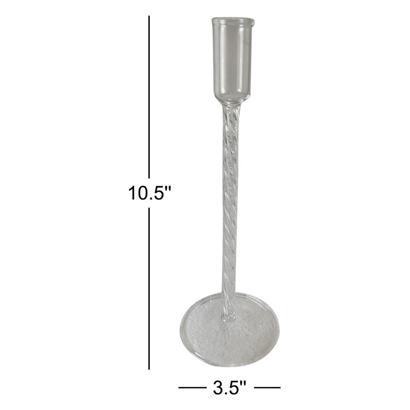 Porte-bougie en verre transparent H 10,5 po et diamètre 3,5 po