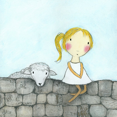 Girl with Lamb 1 Piece Wrapped Canvas Painting