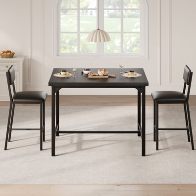 Ensemble de table de salle à manger à hauteur de comptoir avec 2 tabourets, une structure en métal et une planche de PB, une conception peu encombrante pour la cuisine ou les petits espaces repas