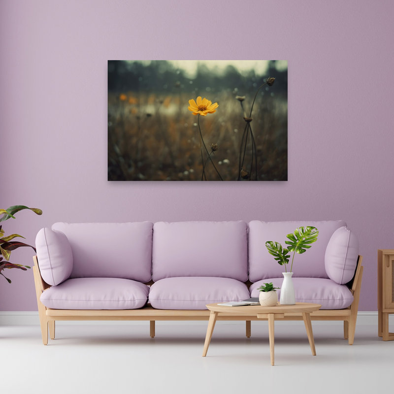 Solitary Bloomers Peaceful Serene Tranquil Autumn Flower Wall Art Print by Treechild - Wrapped Canvas Print