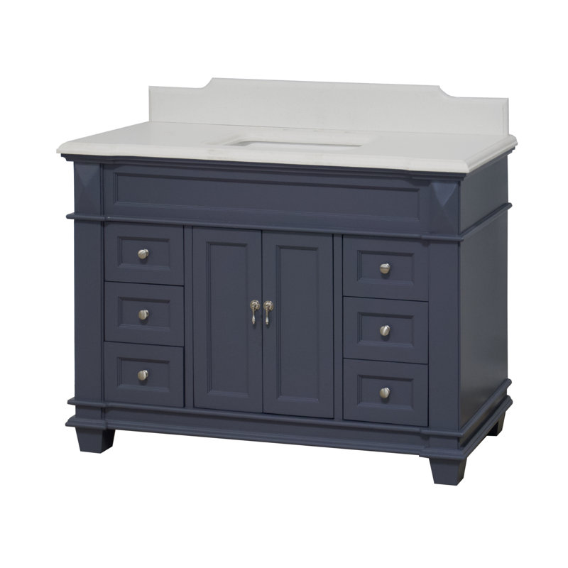 Ensemble de meuble-lavabo simple 48 po Ensa, Quartz, Gris marine