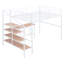 Lit mezzanine double en métal blanc avec bureau et rangement latéral - Élégante pièce de chambre à coucher et tablette pratique et attrayante-35703800