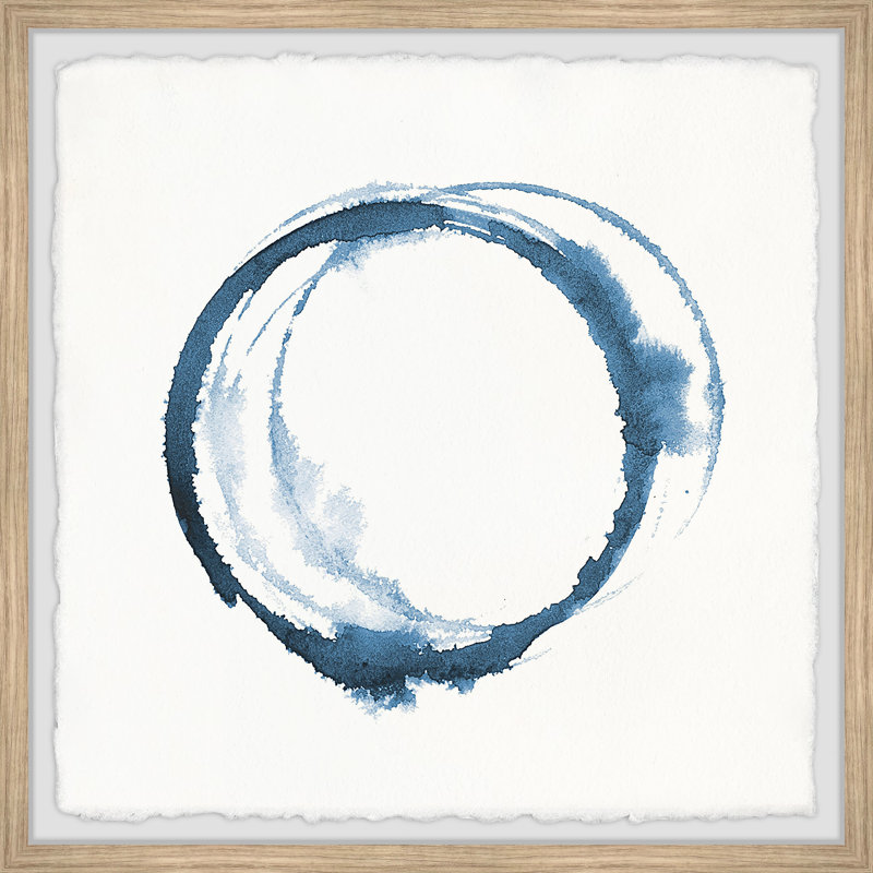 Three Circle Blue Ink - Single Picture Frame Painting, 61cm H x 61cm W x 3.81cm D