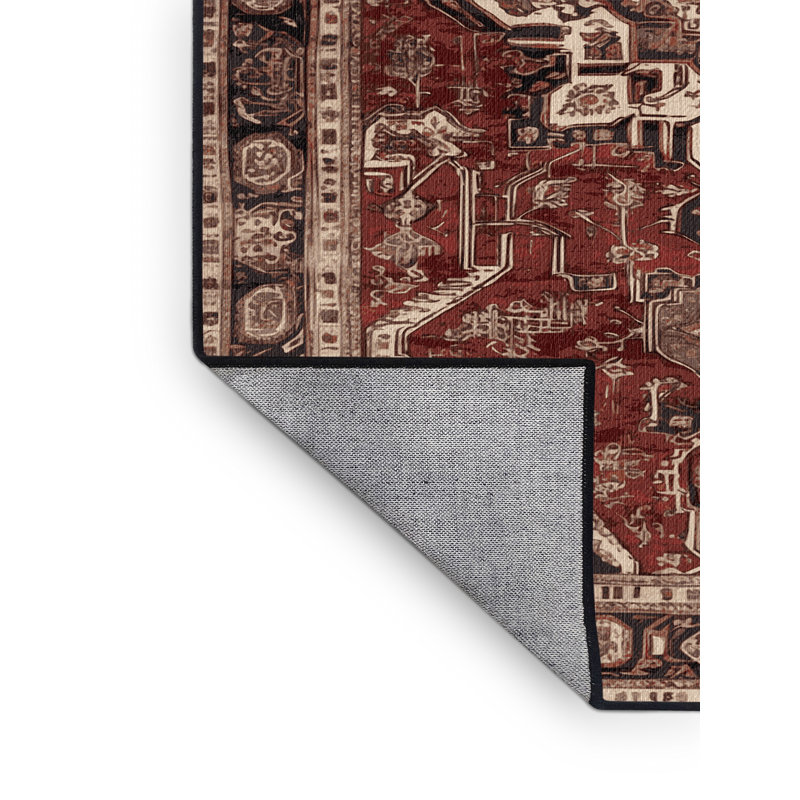Tapis persan noir lavable à la machine, Carré 7 pi