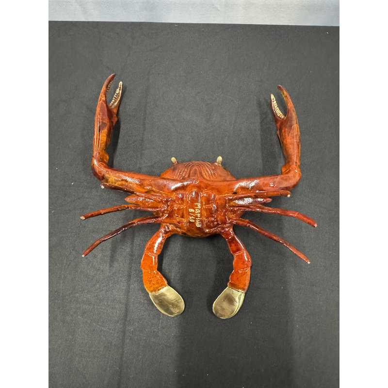 Sculptures & Beyond Orange Crab Cast Bronze Sculpture – Lost-Wax Bronze with Hand-Applied Golden Orange Patina – Coastal & Nautical Decorative Art for Home, Office & Yacht Décor – Golden Tidekeeper – 7"H