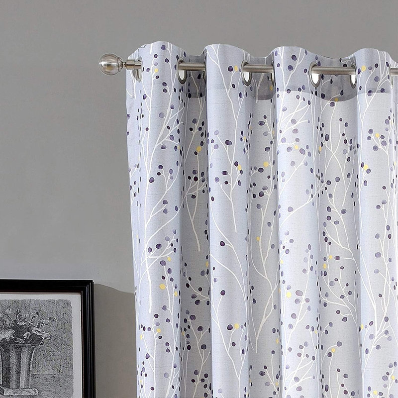 Gray Polyester Room-Darkening Grommet Curtain Panels, 108" Length