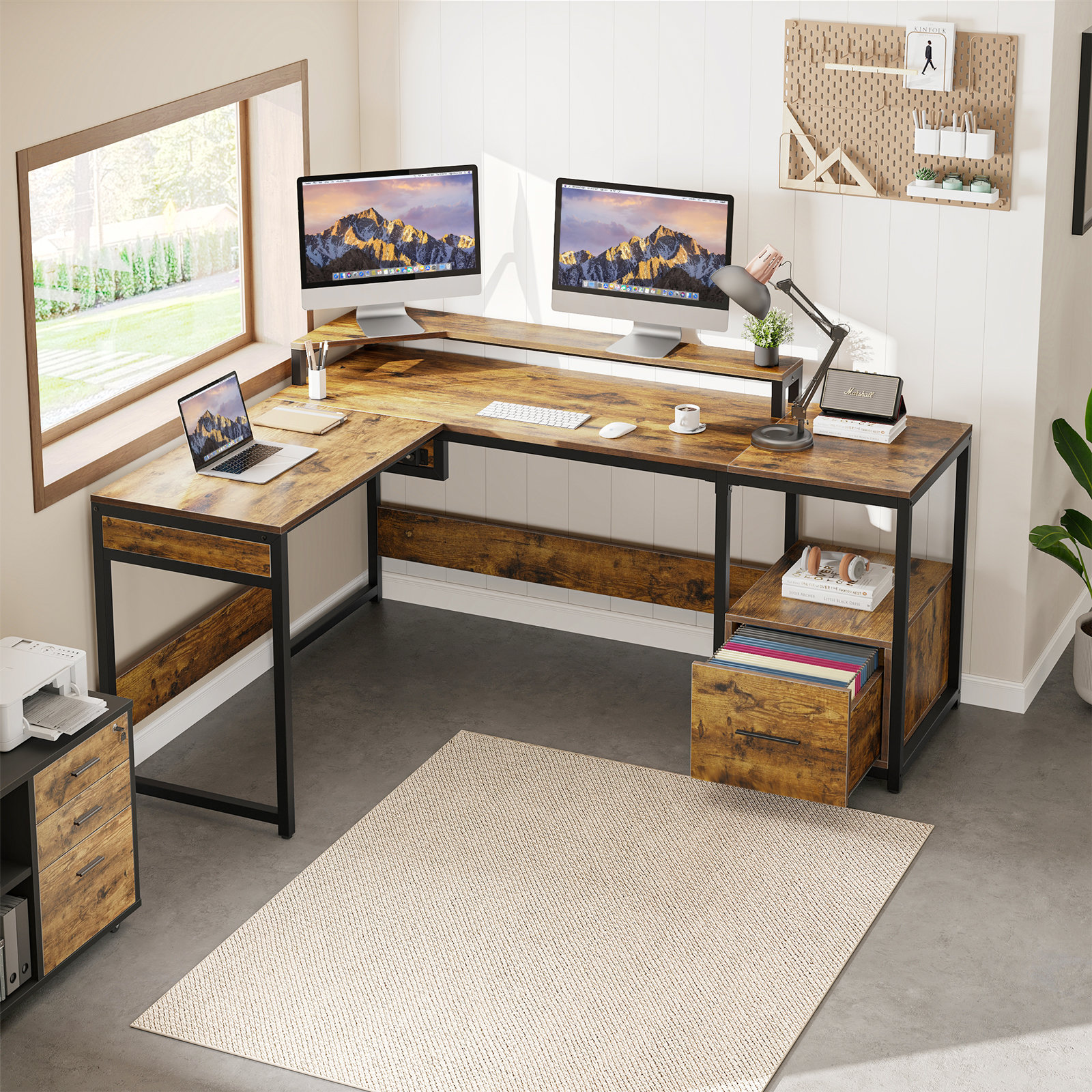 Reclaimed L-shaped Computer Desk, Rustic and Modern Corner Desk, Barnwood  Office Desk, Industrial Corner Desk With Drawers, Large Wood Desk 