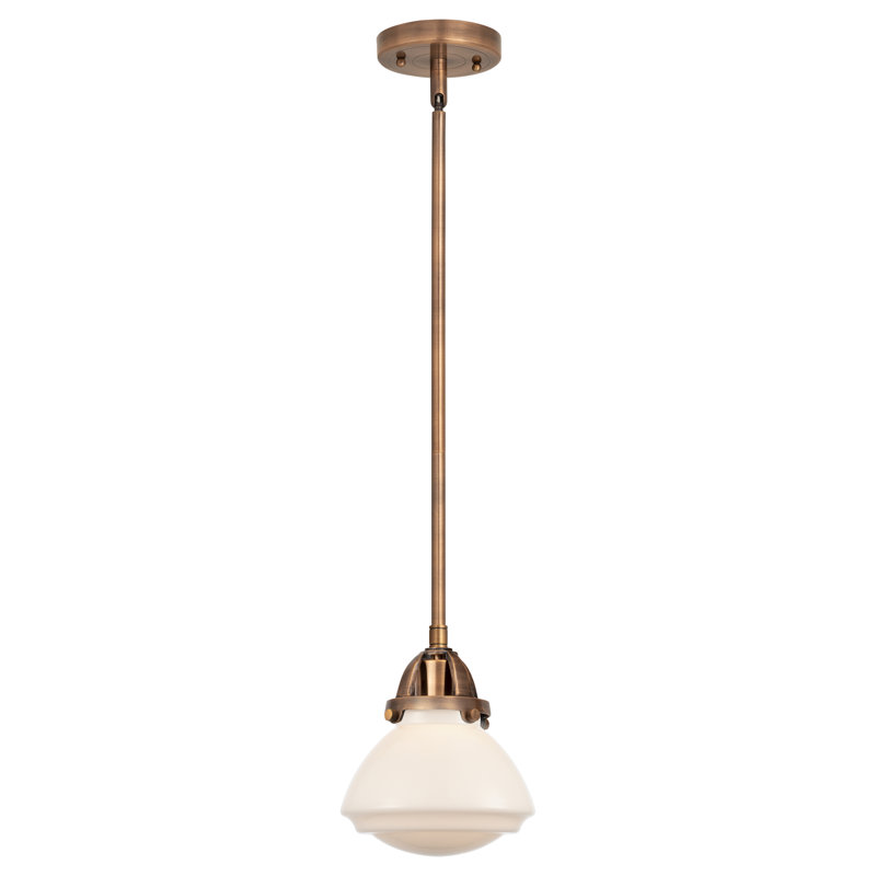 Mini-luminaire suspendu 1 lumière 7 po Nouveau 2 - Almarosa - Ampoule non incluse, Cuivre antique, Blanc mat