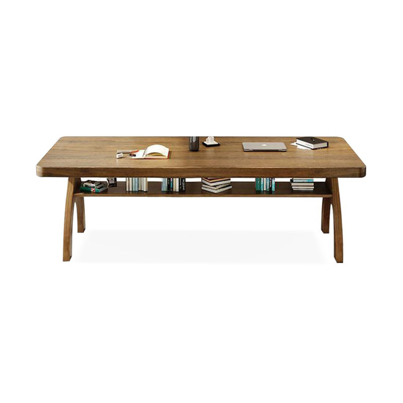 Bureau rectangulaire en bois massif brun clair, H 29,53 po x l 78,74 po x P 31,5 po