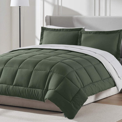 Bed-in-A-Bag Reversible Comforter Set with Bed Sheets & Memory Foam Cooling Pillows