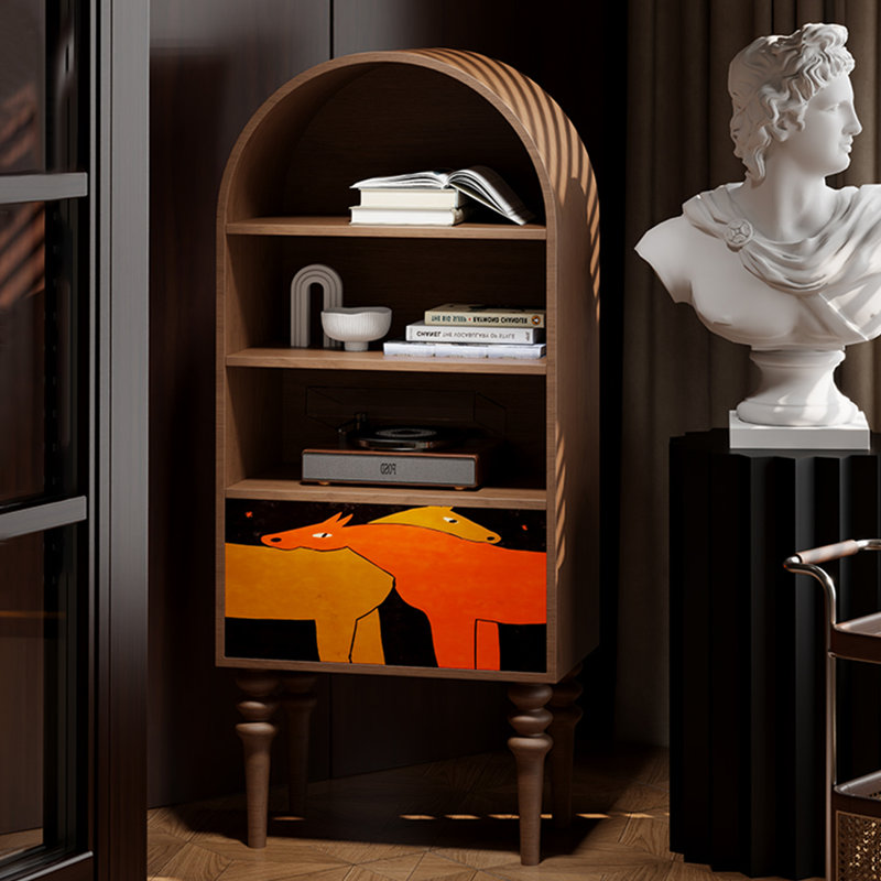 Modern arch display decorated bookcase, Brown