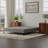 Black and Neutral Gray Upholstered Platform Bed Base for Bedroom Sleep Support, Queen Size-1179992118