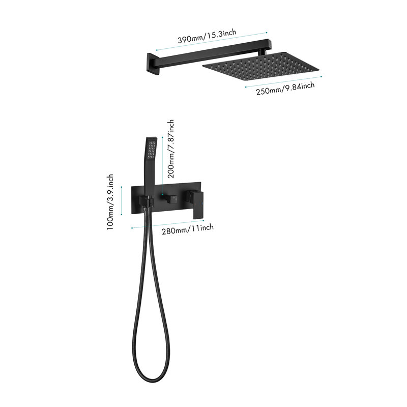 Robinets de douche muraux avec valve brute