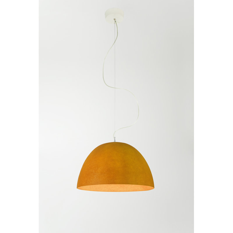 Luna 1 - Light White Dome Pendant, Orange