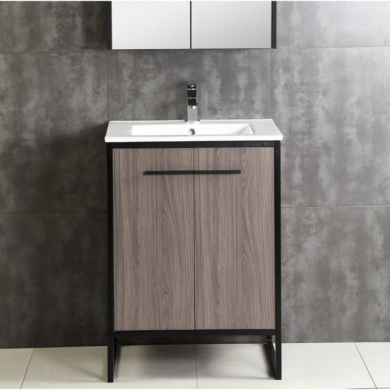 Ensemble de meuble-lavabo simple 24 po Saray, Taupe gris