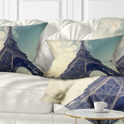 Paris Paris Eiffel Tower Vintage View from Ground Cityscape Pillow
