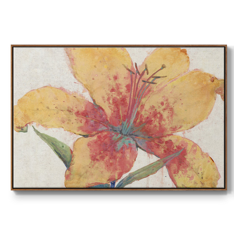 «Blooming Lily», toile tendue avec châssis encadré, H 25 po x l 37 po x P 2 po, Noyer