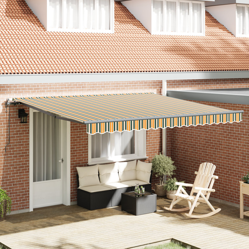 Awning, 400 cm W x 300 cm D, Green/Yellow Striped