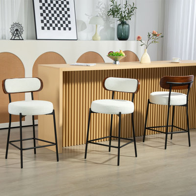 Upholstered Boucle Counter Stool