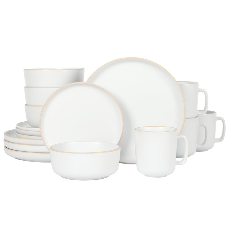 Zuma 16 Piece Dinnerware Set, Service for 4, White