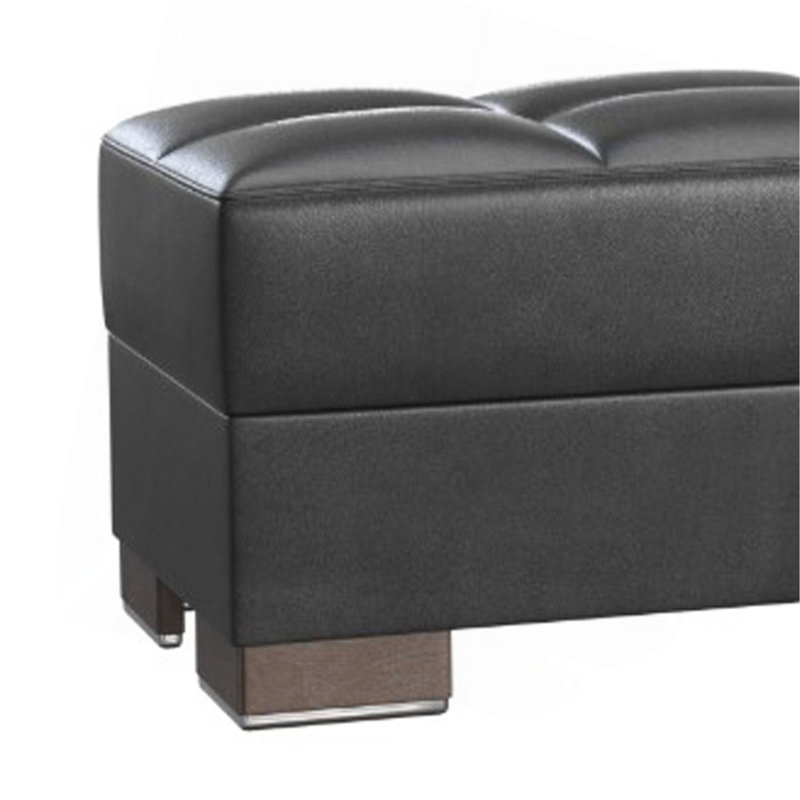 Collection Repose-pieds rembourré avec rangement (SEULEMENT OTTOMAN), Polyuréthane noir