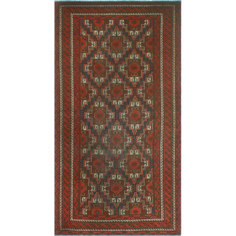 One-of-a-Kind 4'2" X 7'9" 1980s Runner Wool Area Rug in