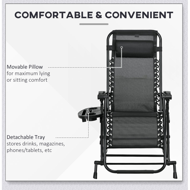 Tilliah Steel Outdoor Lounge Chair, Black