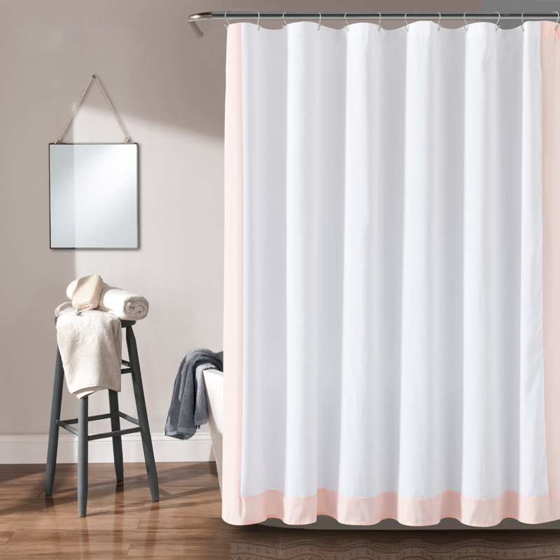 Shower Curtain, White/Pink