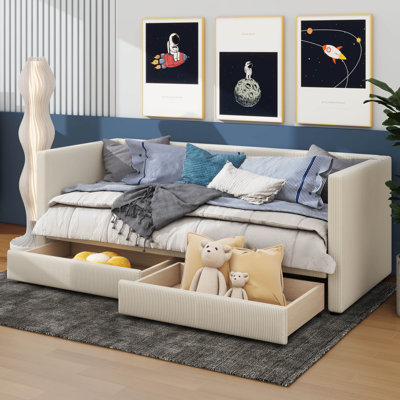Litherland Daybed with Two Drawers and Wood Slat