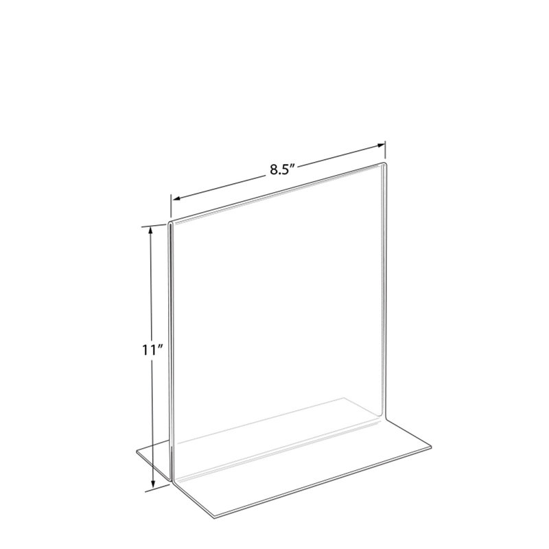 Clear Acrylic Double-Foot T-Frame Sign Holder Set, 8.5" x 11"