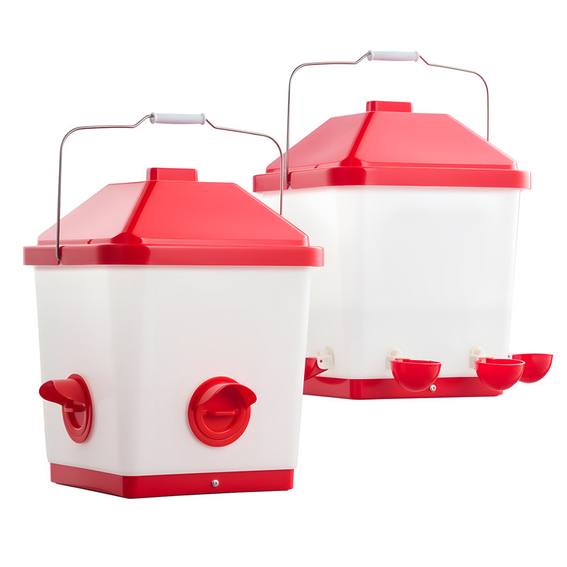 Automatic Chicken Feeder & Waterer Set, 5 Gallon/40 Pounds, Rain Proof Hanging Poultry Feeder with Water Cup No Waste, Automatic Gravity, Avoid Small Animals, Suitable for Chicken, Duck, Turkey