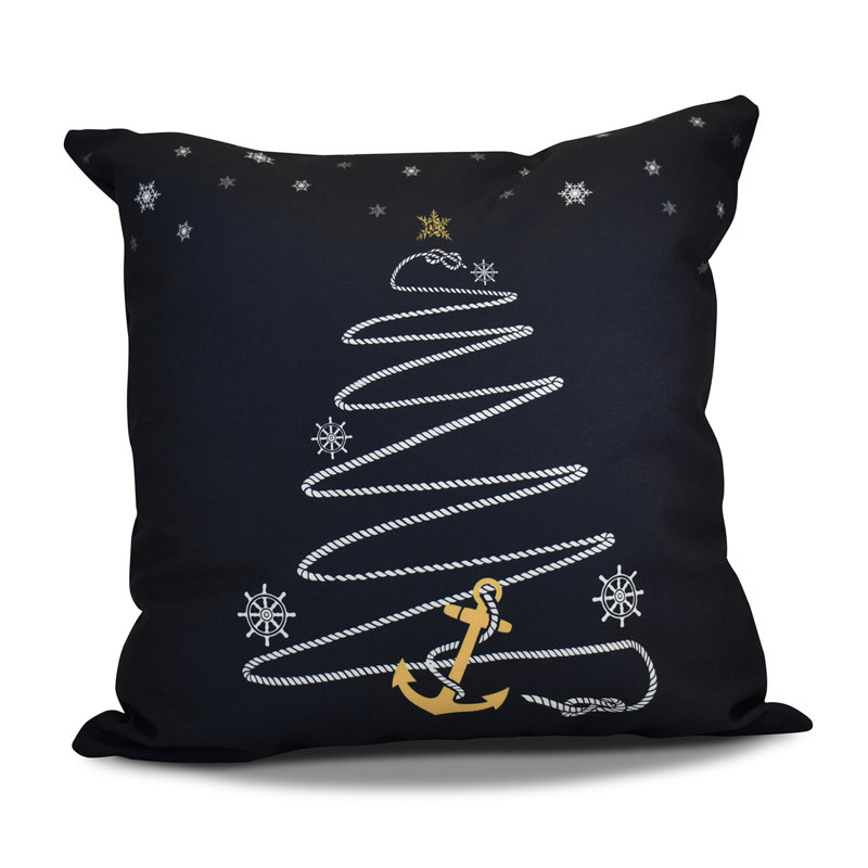 Housse et insert de coussin décoratif d'extérieur Coastal Christmas, H 16 po x l 16 po, Bleu marine