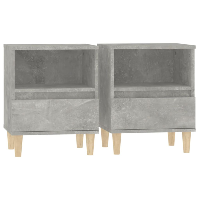 Jaiman 40cm W Bedside Table, Grey, Set of 2