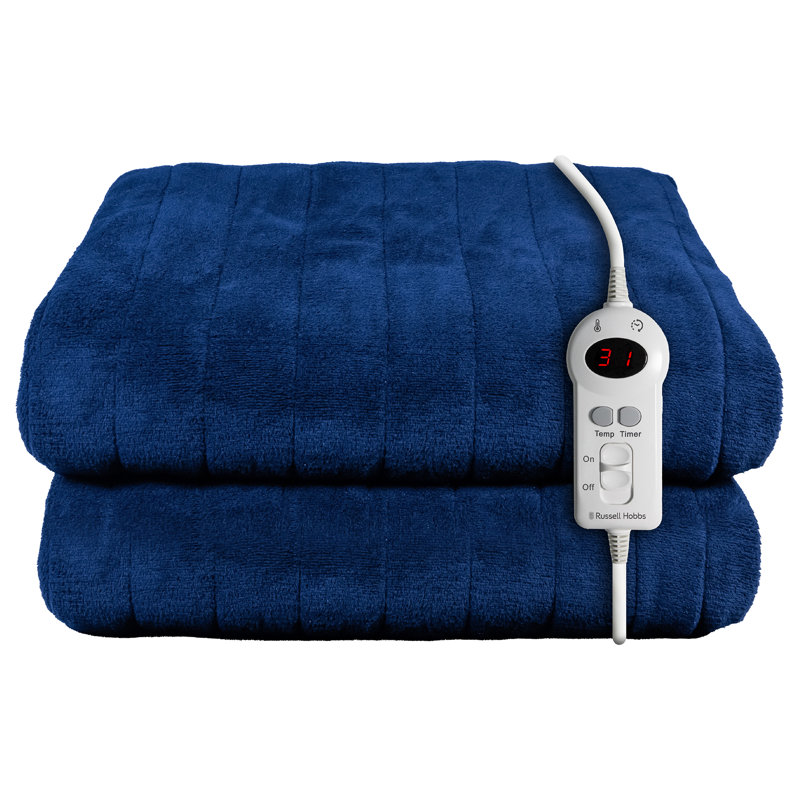 Russell Hobbs Rhht1003 Heated Throw W/sherpa And Microfleece, Blue