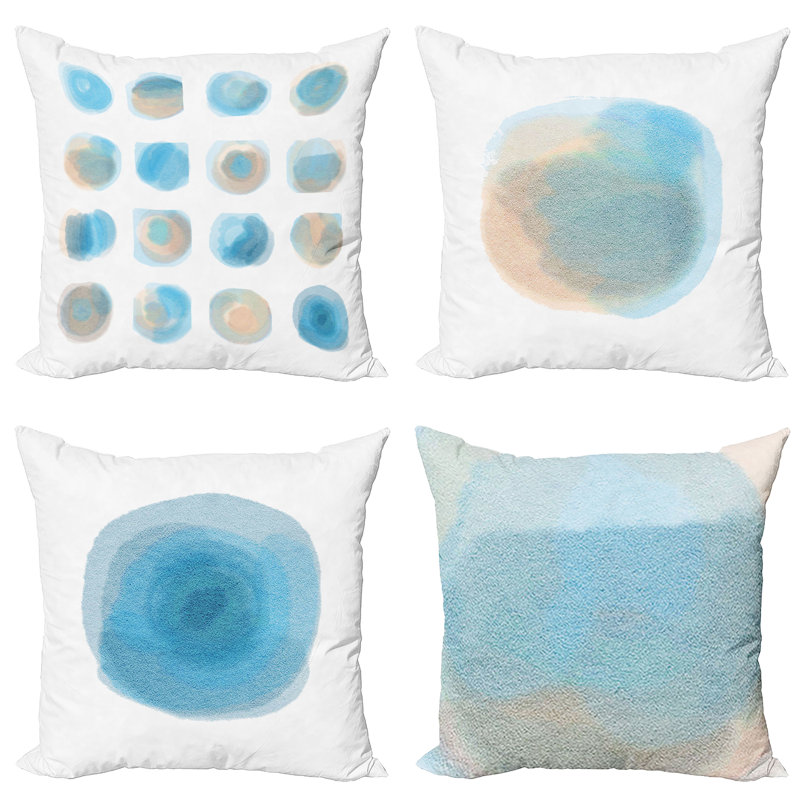 Everts Indoor / Outdoor Abstract Square Throw Pillow Cover, 60cm H x 60cm W x 0.01cm D, Blue/Ecru/White
