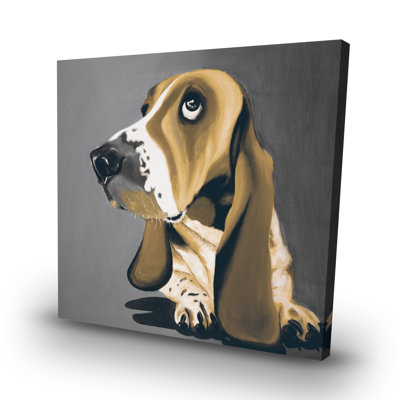 basset hound dog - 32"x32" art on canvas