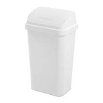 Sterilite 11 gal. Slim Handsfree Portable Wastebasket Trash Can, White (12 Pack)