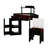 Triangle Corner Vanity Desk with Charging Station, Cushioned Stool, Pull-Out Side Cabinet, Glass Tabletop, Drawer and Shelf