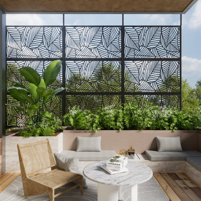 72" H x 47" W Metal Privacy Screen Fence Panel Blade Pattern by Dovelina