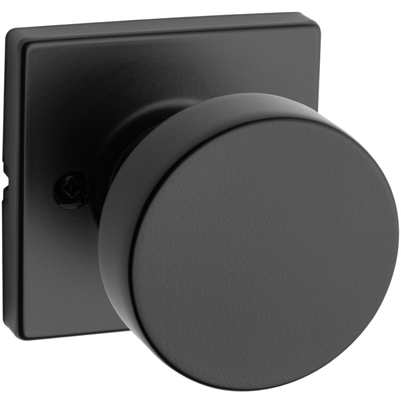 Faux bouton de porte simple avec rosette rectangulaire Cambie, Fer noir