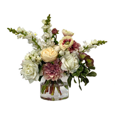 Winward Silks Mix Floral In A Cylinder In Cream