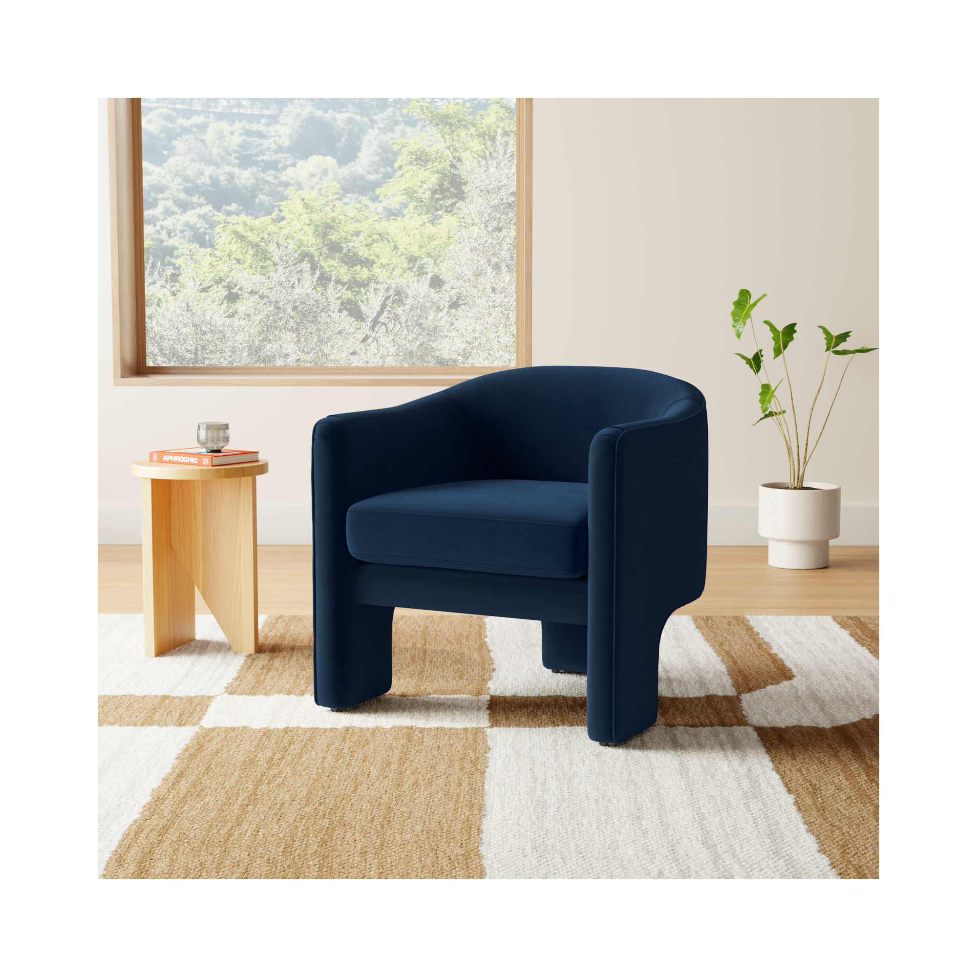 Upland Upholstered Armchair, Navy Velvet