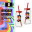Ensemble de 2 suppers en verre 16 oz. avec couvercle en plastique rouge et paille