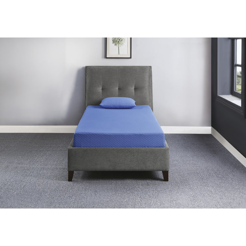 7Inch Full Mattress And Pillow Set Breathable Fabric Gel-Infused Memory Foam Mattress, Blue, Mattress In A Box, Full