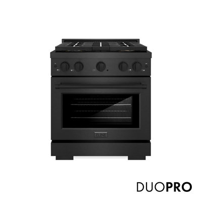 ZLINE 30 in. Paramount Gas Range with 4 Burner DuoPro Cooktop in Black Satin Stainless Steel
