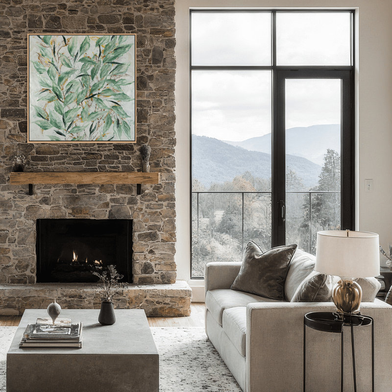 Nature Inspired "Verdant Sprig" Canvas Wall Art By , Framed Canvas, 12" H x 12" W x 2.375" D, Beige