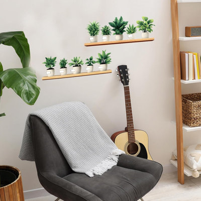 Green Plant Wall Decals 3D Bonsai Tropical Betterfly Wall Sticker Creative Vinyl Peel And Stick Removable Wall Art Decor For Living Room Bedroom Home Office (Green Plant 2)