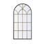 Miroir arqué pleine longueur 34 x 65,5 po avec motif de vitre noir et doré