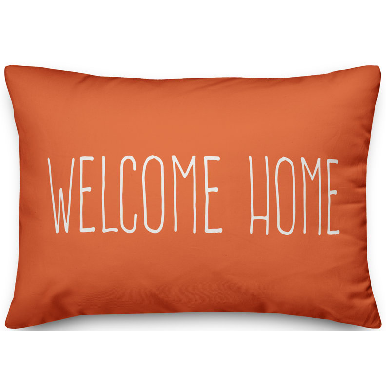 Textual Outdoor Throw Pillow, Orange